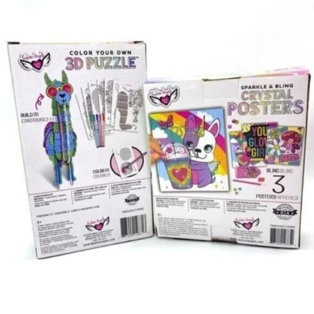 Fashion Angels 3D Llama Puzzle Kit and Crystal Posters Design Art Set New